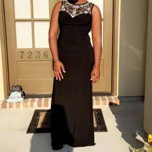 Black prom dress with beaded top